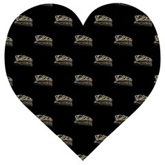 Dinosaur Skeleton Head Motif Pattern Wooden Puzzle Heart by dflcprintsclothing