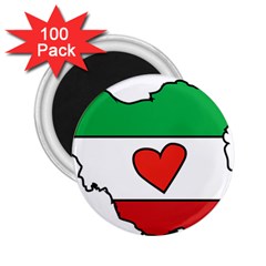 Heart Flag Map Of Iran  2 25  Magnets (100 Pack)  by abbeyz71