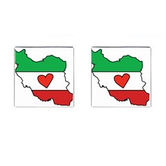 Heart Flag Map Of Iran  Cufflinks (square) by abbeyz71