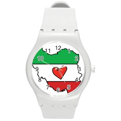 Heart Flag Map Of Iran  Round Plastic Sport Watch (m) by abbeyz71