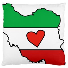 Heart Flag Map Of Iran  Large Cushion Case (one Side) by abbeyz71