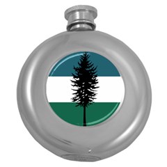 Flag Of Cascadia  Round Hip Flask (5 Oz)