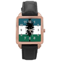 Flag Of Cascadia  Rose Gold Leather Watch  by abbeyz71