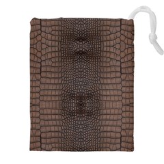 Brown Alligator Leather Skin Drawstring Pouch (4xl) by LoolyElzayat
