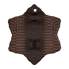 Brown Alligator Leather Skin Snowflake Ornament (two Sides)