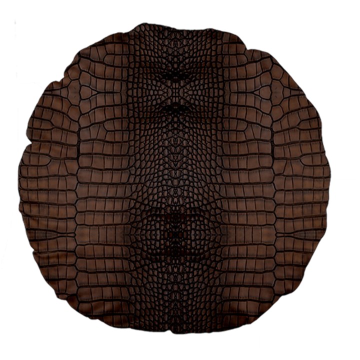 Brown Alligator Leather Skin Large 18  Premium Round Cushions