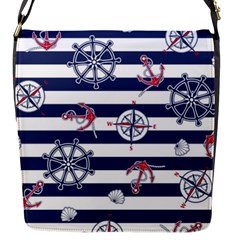 Seamless-marine-pattern Flap Closure Messenger Bag (s)