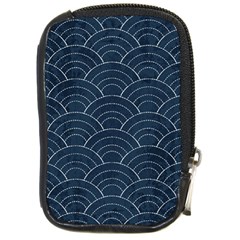 Blue Sashiko Pattern Compact Camera Leather Case