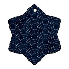 Blue Sashiko Pattern Snowflake Ornament (two Sides) by goljakoff