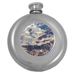 Andes Mountains Aerial View, Chile Round Hip Flask (5 Oz) by dflcprintsclothing