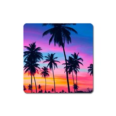 Sunset Palms Square Magnet by goljakoff