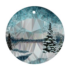 Winter Landscape Low Poly Polygons Round Ornament (two Sides) by HermanTelo