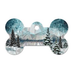 Winter Landscape Low Poly Polygons Dog Tag Bone (two Sides) by HermanTelo