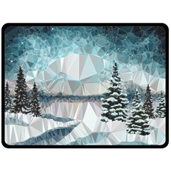 Winter Landscape Low Poly Polygons Fleece Blanket (large)  by HermanTelo