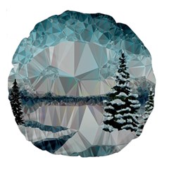 Winter Landscape Low Poly Polygons Large 18  Premium Round Cushions by HermanTelo