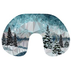 Winter Landscape Low Poly Polygons Travel Neck Pillow