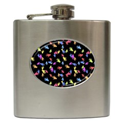 Multicolored Hands Silhouette Motif Design Hip Flask (6 Oz) by dflcprintsclothing