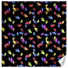 Multicolored Hands Silhouette Motif Design Canvas 12  X 12  by dflcprintsclothing