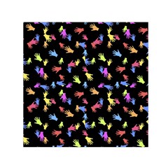 Multicolored Hands Silhouette Motif Design Small Satin Scarf (square) by dflcprintsclothing