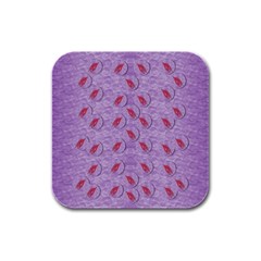 Tropical Flower Forest Of Ornate Colors Rubber Square Coaster (4 Pack)  by pepitasart