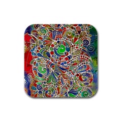 Pop Art - Spirals World 1 Rubber Square Coaster (4 Pack) 