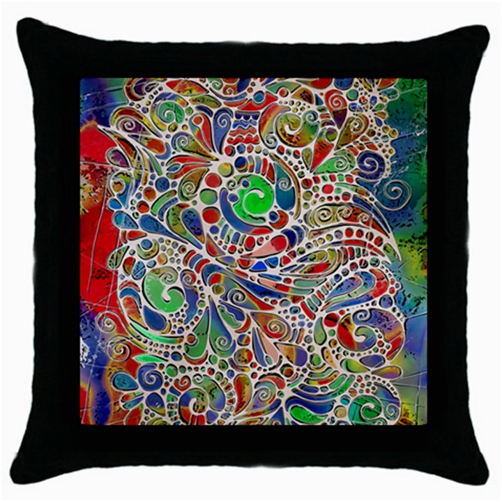 Pop Art - Spirals World 1 Throw Pillow Case (Black)