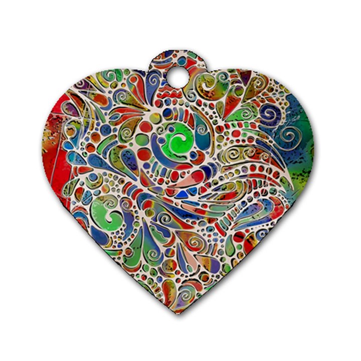 Pop Art - Spirals World 1 Dog Tag Heart (Two Sides)