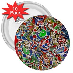 Pop Art - Spirals World 1 3  Buttons (10 Pack) 