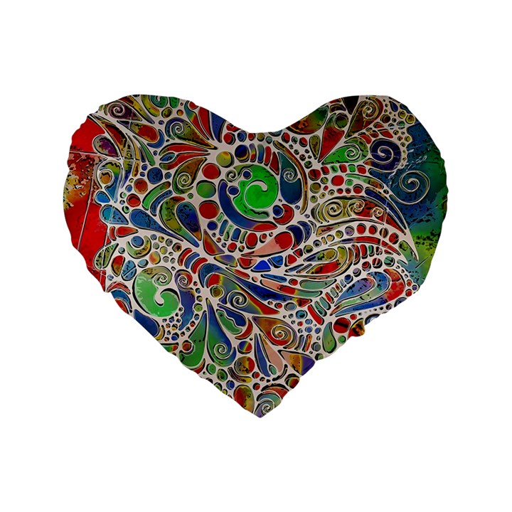 Pop Art - Spirals World 1 Standard 16  Premium Flano Heart Shape Cushions