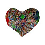 Pop Art - Spirals World 1 Standard 16  Premium Flano Heart Shape Cushions Back