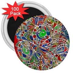 Pop Art - Spirals World 1 3  Magnets (100 Pack)