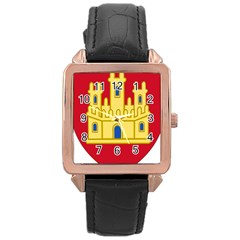 Royal Arms Of Castile  Rose Gold Leather Watch  by abbeyz71