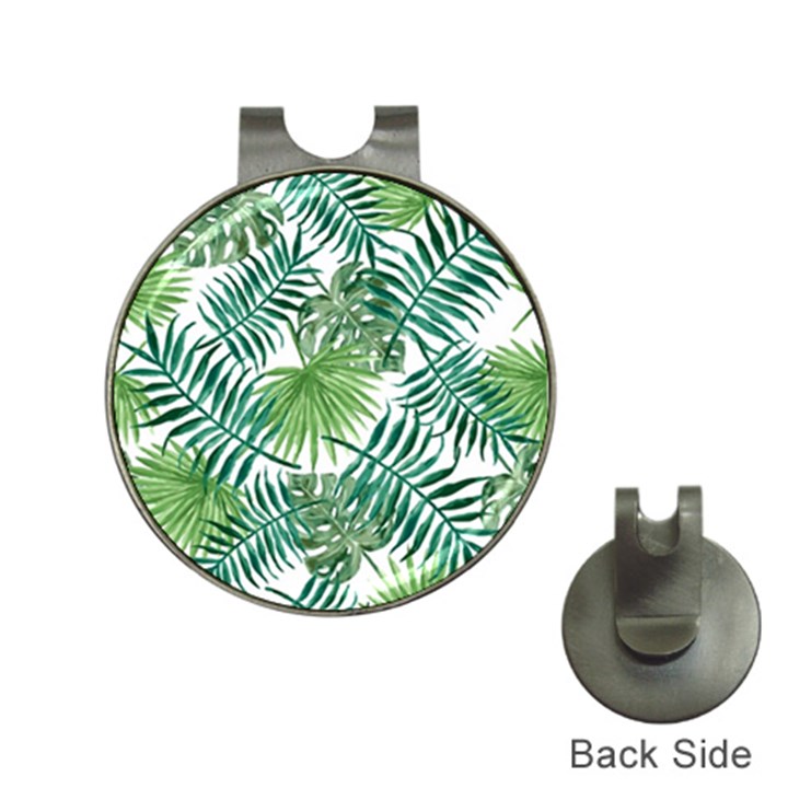 Green tropical leaves Hat Clips with Golf Markers