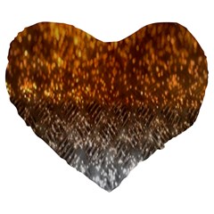 Glitter Gold Large 19  Premium Flano Heart Shape Cushions by Sparkle