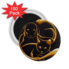 Gold Dog Cat Animal Jewel 2 25  Magnets (100 Pack)  by HermanTelo