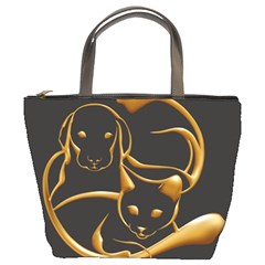 Gold Dog Cat Animal Jewel Bucket Bag