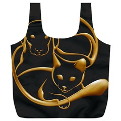 Gold Dog Cat Animal Jewel Full Print Recycle Bag (xxl) by HermanTelo