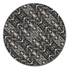 Modern Tribal Silver Ornate Pattern Print Magnet 5  (round) by dflcprintsclothing