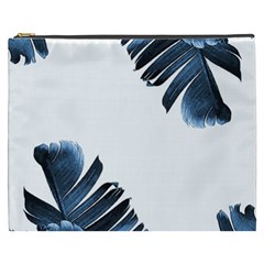 Blue Banana Leaves Cosmetic Bag (xxxl) by goljakoff