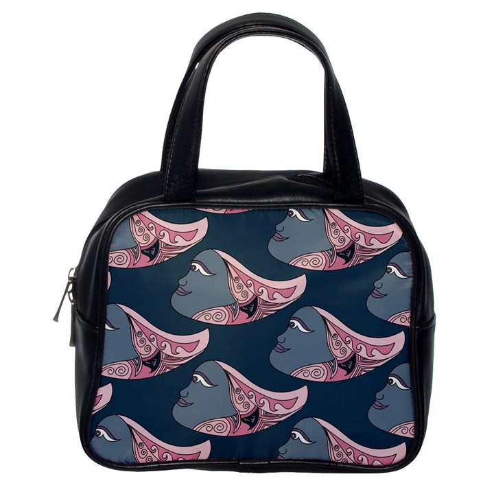 Doodle Queen Fish Pattern Classic Handbag (One Side)