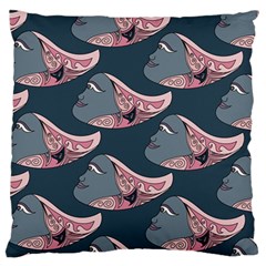 Doodle Queen Fish Pattern Large Flano Cushion Case (one Side) by tmsartbazaar