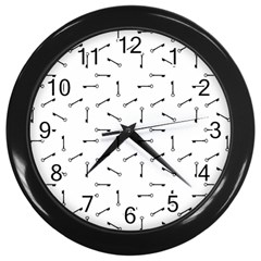Antique Iron Key Graphic Silhouette Motif Pattern Wall Clock (black)