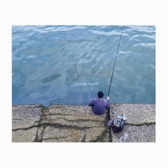 Senior Man Fishing At River, Montevideo, Uruguay001 Small Glasses Cloth by dflcprintsclothing