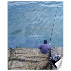 Senior Man Fishing At River, Montevideo, Uruguay001 Canvas 11  X 14  by dflcprintsclothing