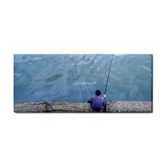 Senior Man Fishing At River, Montevideo, Uruguay001 Hand Towel by dflcprintsclothing