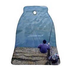 Senior Man Fishing At River, Montevideo, Uruguay001 Ornament (bell) by dflcprintsclothing