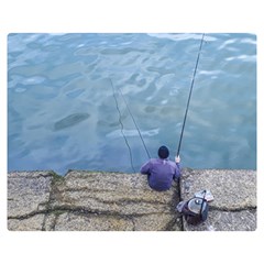 Senior Man Fishing At River, Montevideo, Uruguay001 Double Sided Flano Blanket (medium)  by dflcprintsclothing