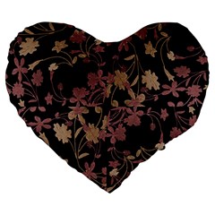 Dark Floral Ornate Print Large 19  Premium Heart Shape Cushions by dflcprintsclothing