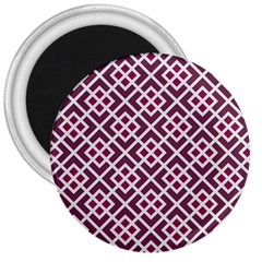 Two Tone Lattice Pattern Purple 3  Magnets by kellehco