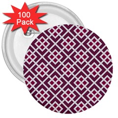 Two Tone Lattice Pattern Purple 3  Buttons (100 Pack)  by kellehco